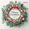 Vintage 8x8 Inch Christmas Wreath Tin Sign, Pink Retro Floral Metal Wall Art Decor for Home Bar Cafe