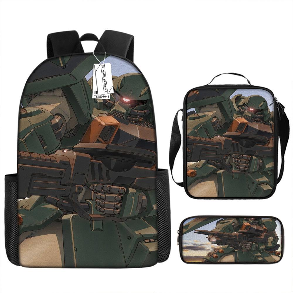 Gundam Backpack 3D Pattern Anime Backpack Student Printed School Bag Three-piece Set