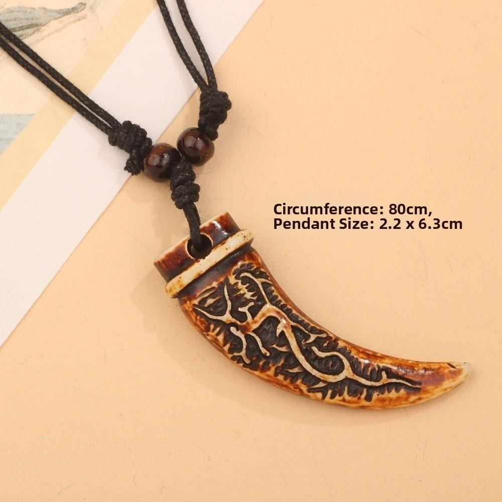 Ethnic style Shark Tooth Necklace Resin Tribal Style Pendant Gifts Sweater Chain