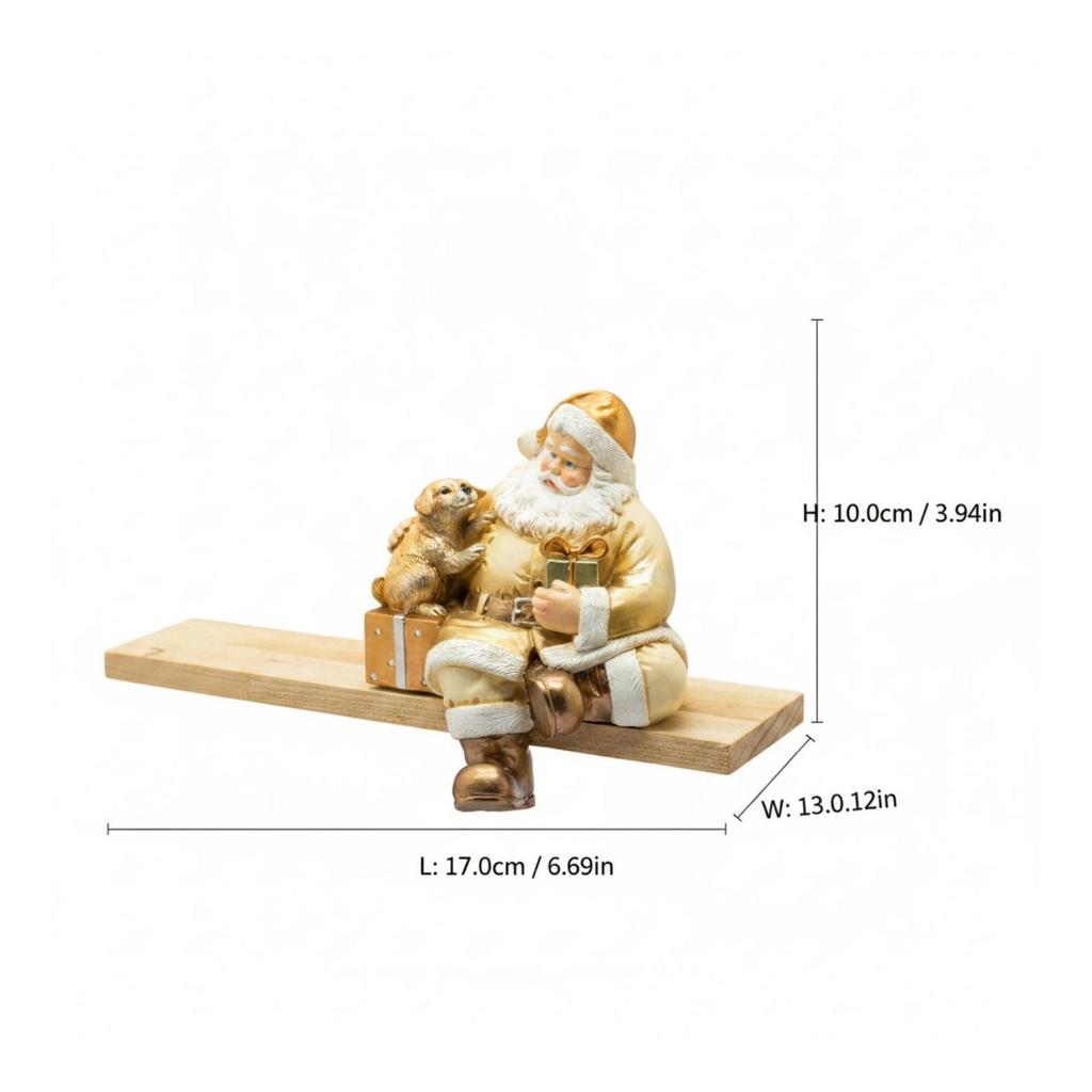 Santa Figurine with Dog Toned Resin Christmas Tabletop Ornament for Decorators,