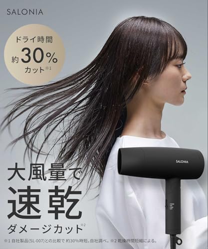 SALONIA Speedy Ion Hair Dryer, High Airflow, Fast Drying, Lightweight, Negative Ion Hair Dryer SL-013AGR, Gray [Amazon.co.jp Exclusive]