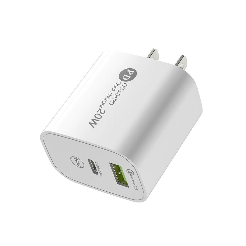 PD20W Dual-Port (A+C) QC3.0 Fast Charger for Apple Phones - US/EU Plug