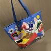 Women'S Shoulder Bag Splicing Embroidery Trendy Bag Versatile Large Capacity Tote Bag Shopping Bag