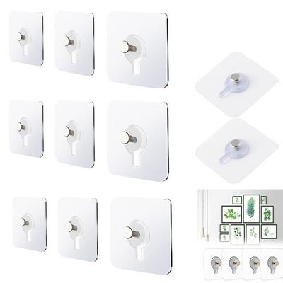 10Pcs Plastic Wall Screws Hanging Nails Seamless Self-adhesive Adhesive Wall Hook Punch Free Transparent Non Trace Stickers