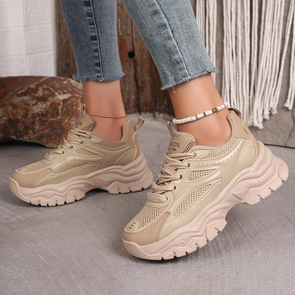 Women 2025 Spring Autumn Summer Breathable Platform Sneakers Casual Mesh Lightweight Sport Running Shoes