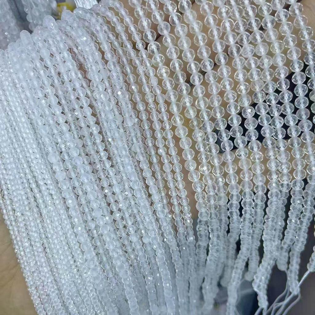 Natural Clear Faceted White Crystal Beads for DIY Jewelry