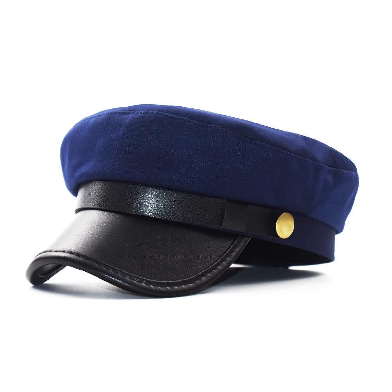 Womens Leather Beret Hat Flat Top Breathable Cotton Peaked Cap British Style Vintage Fashion Octagon Hat for Daily Outdoor Wear