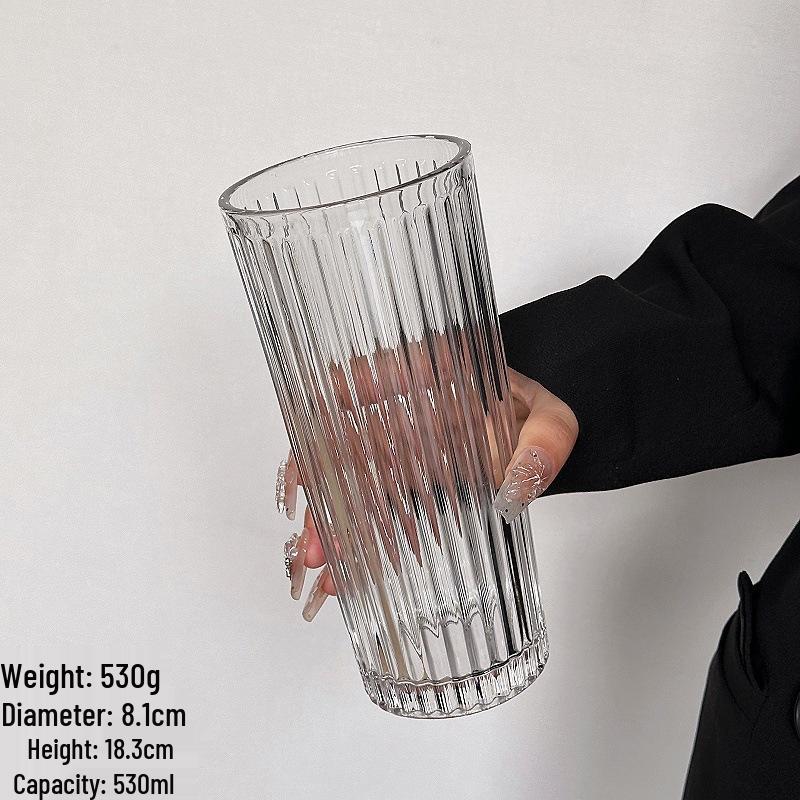 Large Capacity Transparent Glass Straw Cup with Lid for Office Drinks: Milk Tea, Coffee, Americano, Latte, Juice
