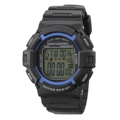 Klefer Men's Digital Watch, Radio-Controlled, Urethane Strap, Black, TE-D189-BK