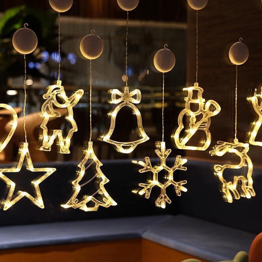LED Christmas Decorative Lights Santa Claus Snowman Reindeer Christmas Tree Decorations Holiday Party Decorations Star Lights