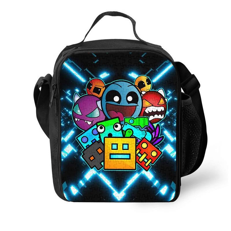 Izolovaná svačinová taška s tématem Geometry Dash pro děti a studenty, přenosná látková chladicí taška