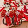 Princess New Year Bow Hairpins Red Girls Hanfu Headwear Sweet Children's New Year Hairpin  Kids