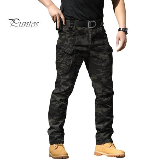 

Чоловічі штани для активного відпочинку, багато кишень, гудзики, камуфляж, принт, застібка-блискавка, водонепроникні, проти подряпин, вільні, однотонні, тренування в тренажерному залі для кемпінгу на відкритому повітрі M камуфляжний/чорний