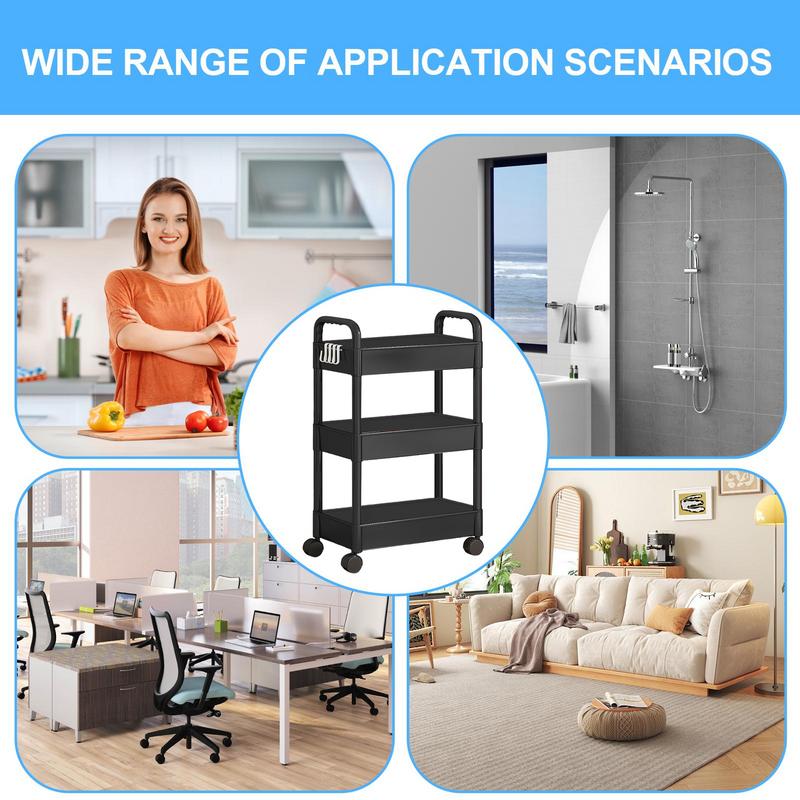 Storage Shelves Table Rack Trolley Solid Home Use With Wheel Sofa Back Dinning Room Storage Rolling Cart Black/White Color
