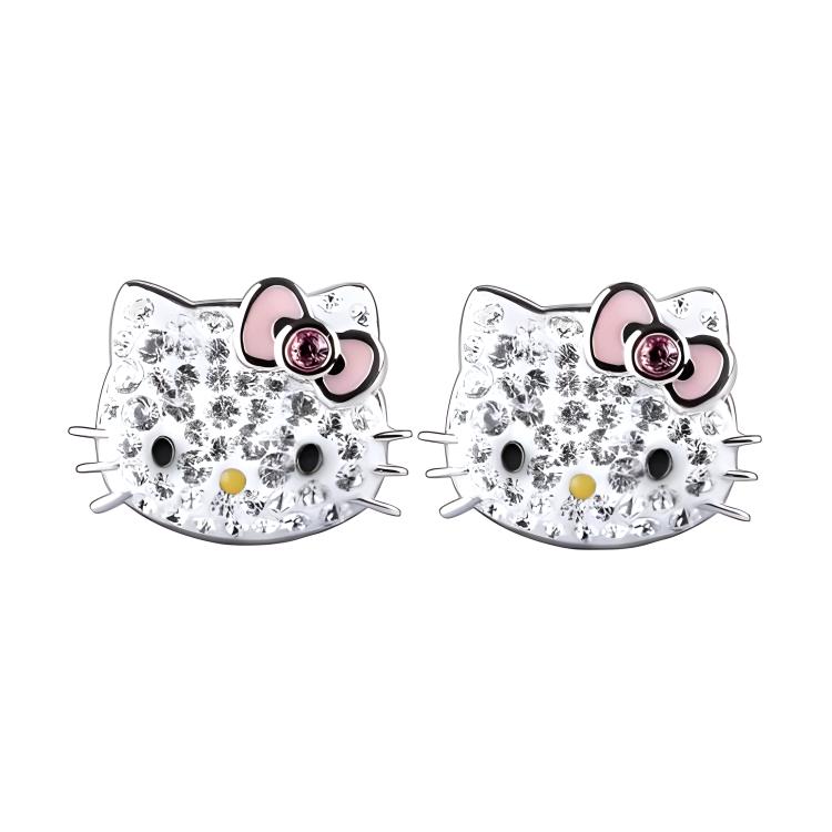 

Swarovski Hello Kitty Pink Bow Pierced Cat Ear Studs Women earrings 1175745 Box (Random Color)