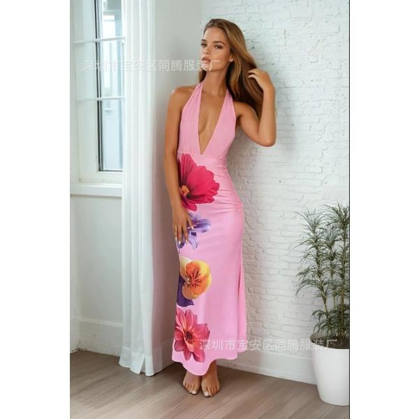 European And American Summer Women S Clothing New Sexy Neck Halter Hip Slim Dress S красный