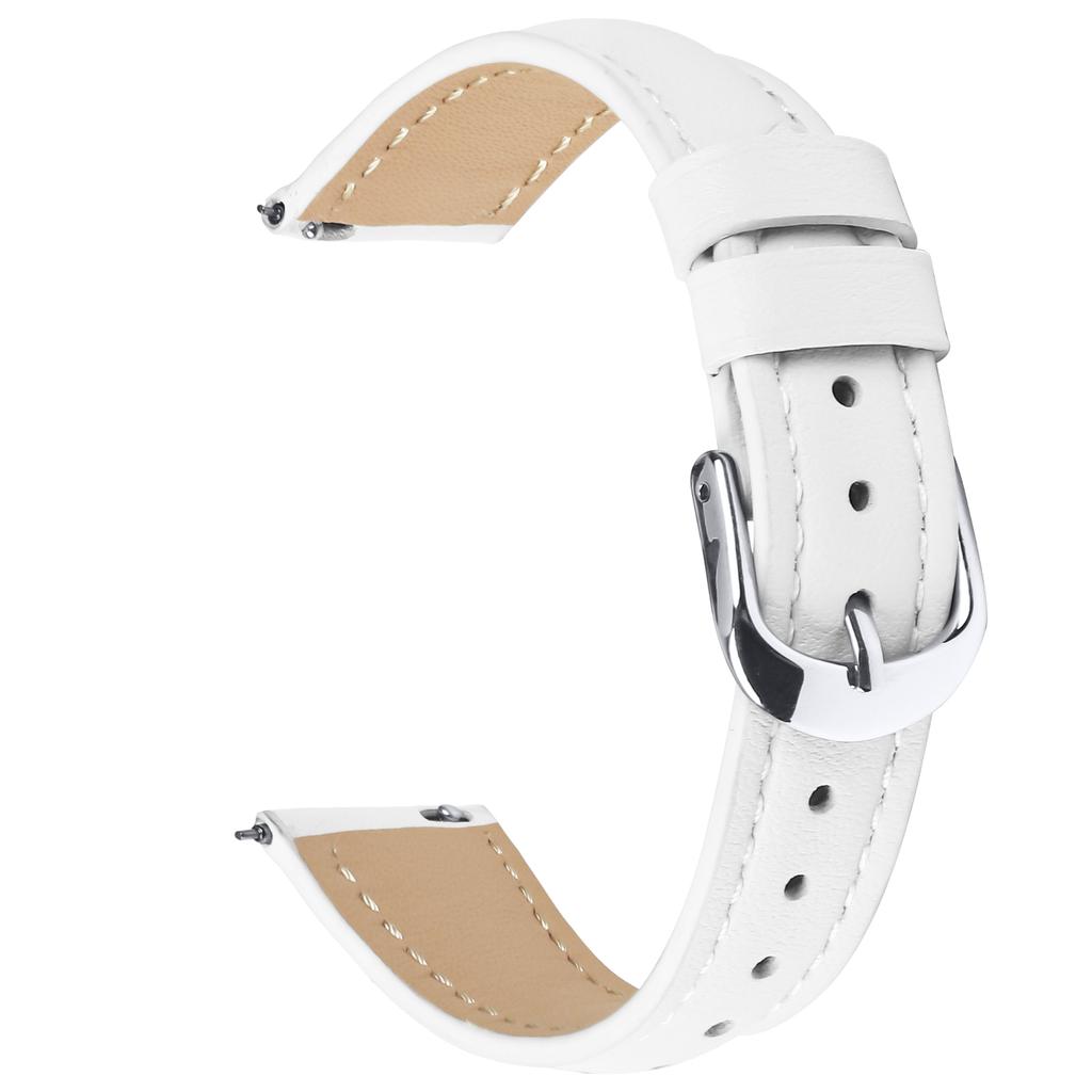 For Huawei Watch GT 5 41mm Watch Band 18mm Slim Genuine Cow Leather Strap with Silver Buckle