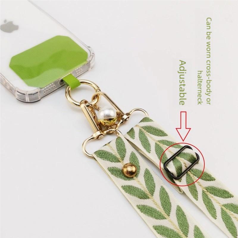 Long Phone Lanyard with Pearl Pendant - Anti-Loss Strap Clip, 2 Small Ropes, Multiple Colors Available