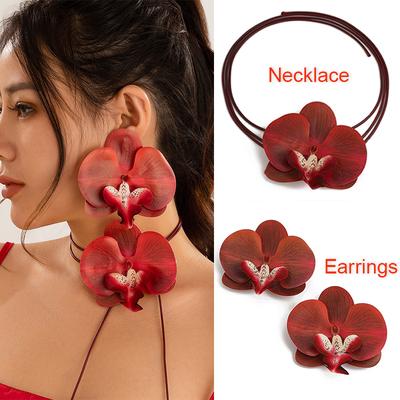 Women Girls Multiple Colors Neck Ornament Simulation Butterfly Orchid Graduation Ball Fashion Accessories