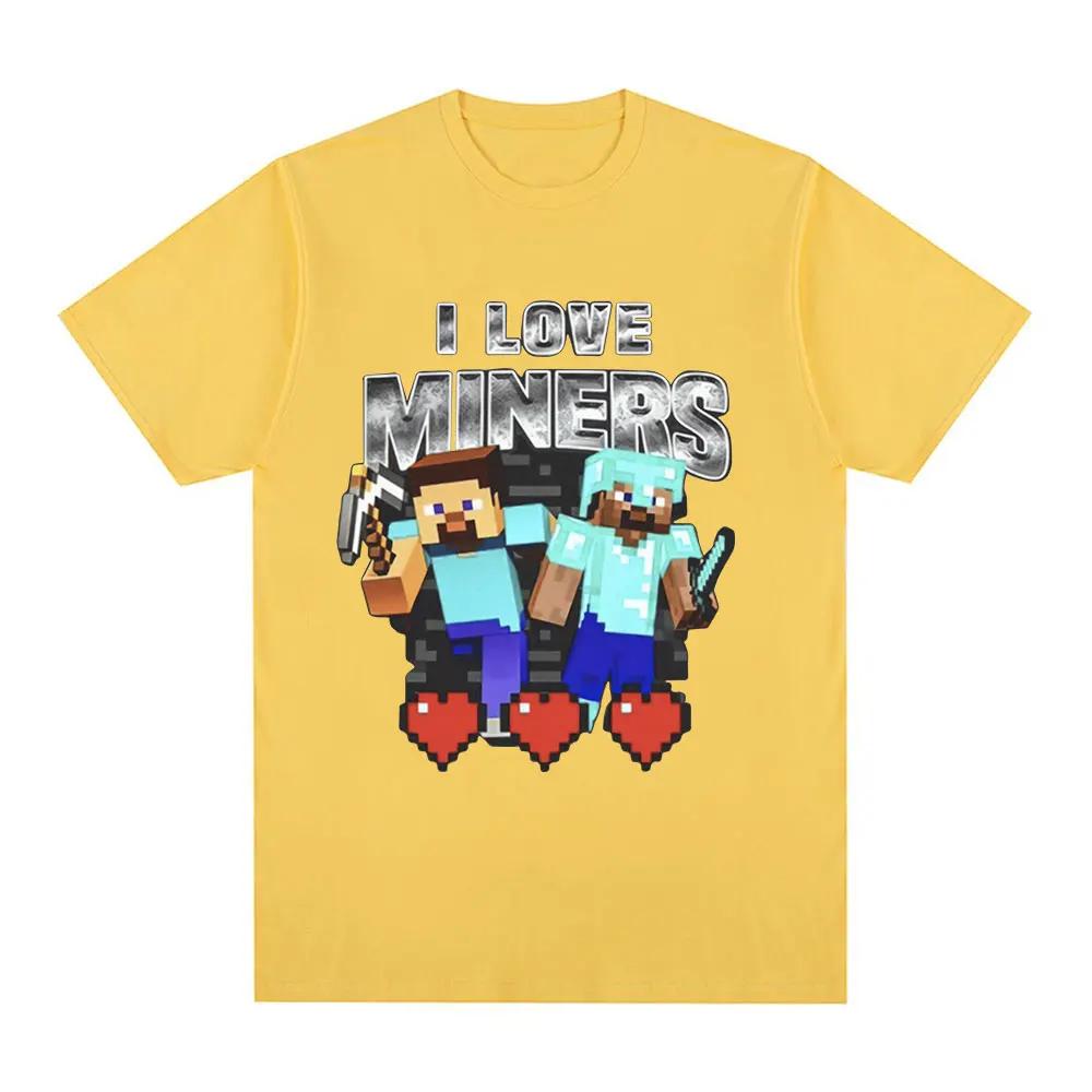 

Футболка с принтом I Love Miners Otaku Game Funny Meme Футболка унисекс Женская одежда Повседневная хлопковая футболка с коротким рукавом большого размера Топы 4XL