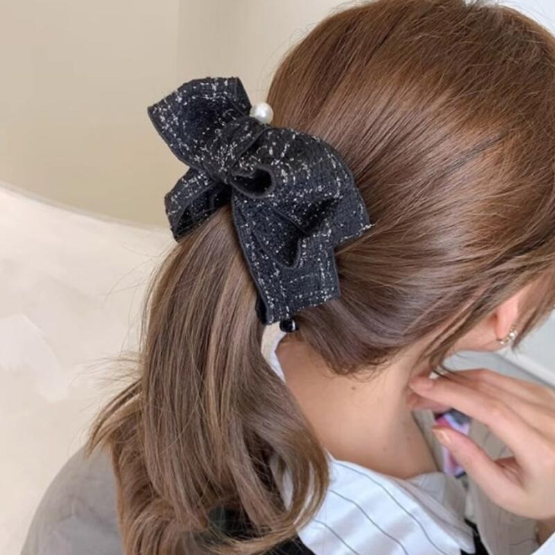 Women's Grid Banana Clip Ribbon Hair Clip