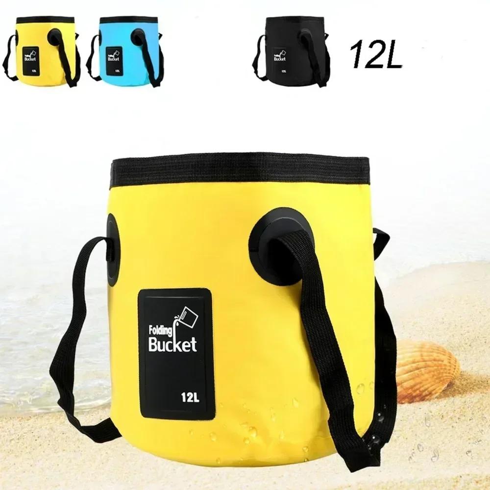 12L Portable Foldable Water Bucket Fishing Bucket Folding Water Container for Travelling Camping Hiking Fishing Washing