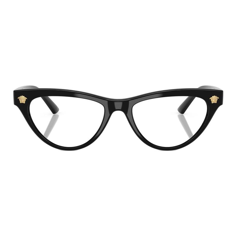 Versace Temple Letter Logo Injection Molding Cat Eye Optical Glasses Women's Black 65986743 VE 3364U GB1-Black 52/17/145-h.38