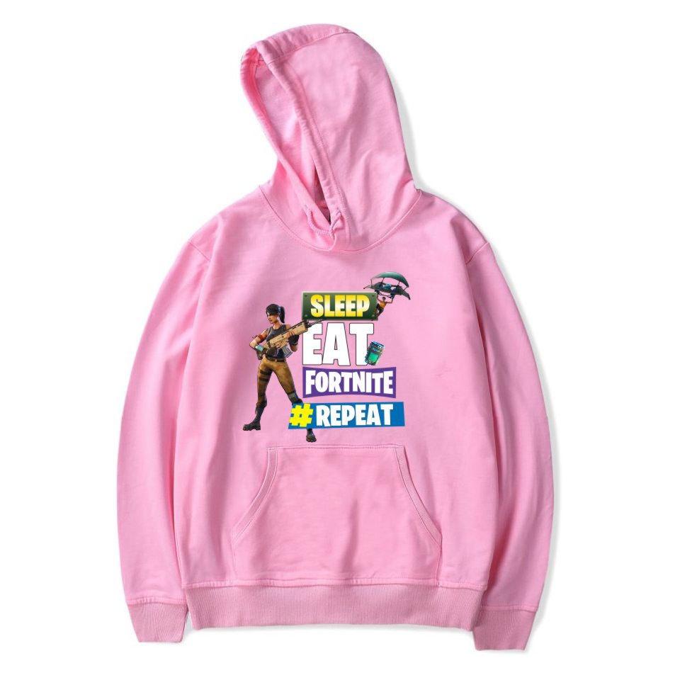 Game Printed Fortnite Sleep Eat Fortnite Repeat Casual Long Sleeve Cotton Hoodie