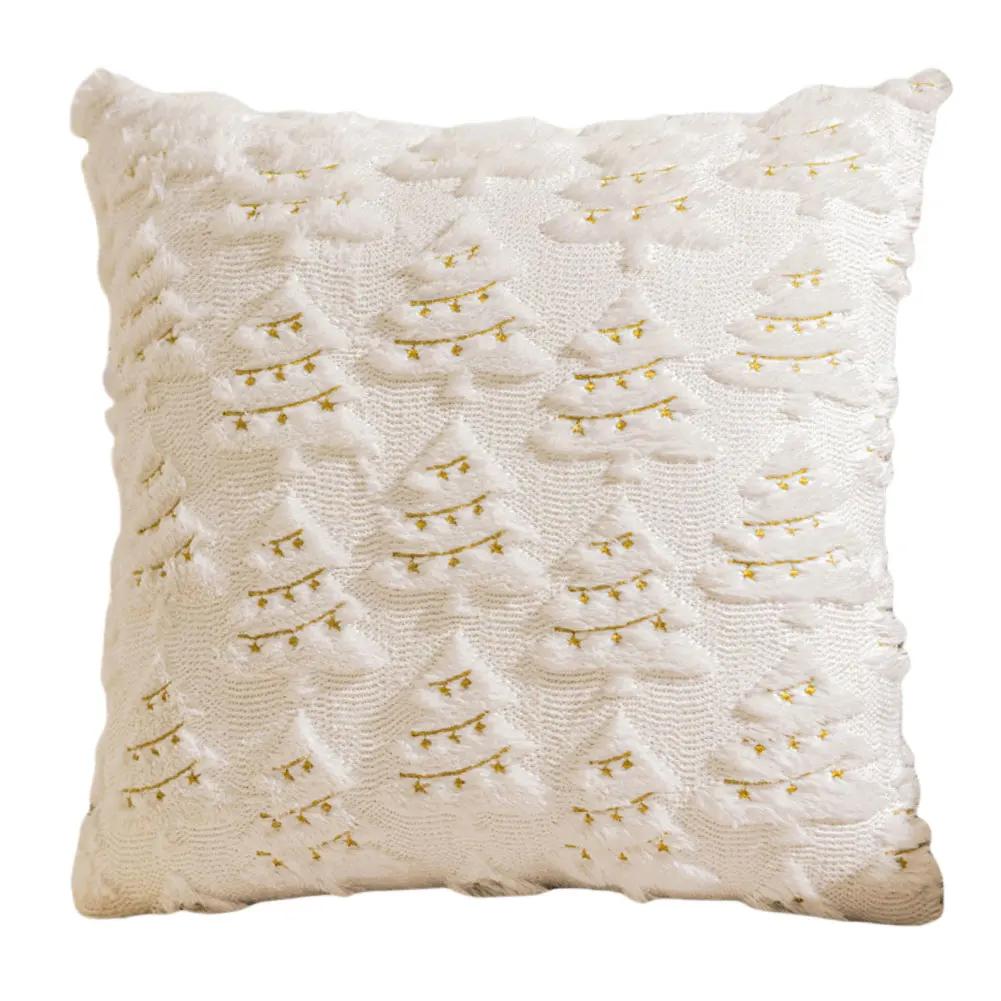 Christmas Tree Pillow Covers 45x45cm Soft Plush Decorative Cushion Case for Festive Home Winter Decor