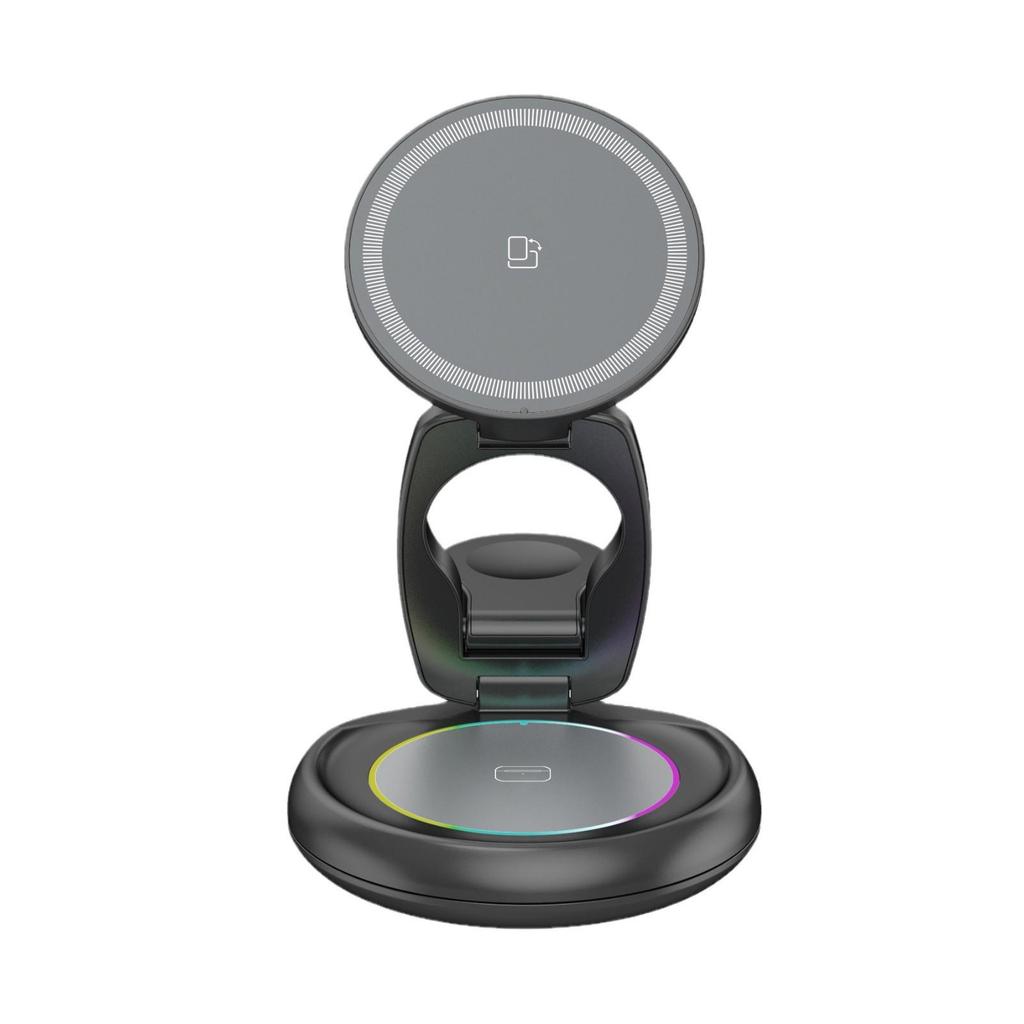 15W 3-in-1 Foldable Magnetic Wireless Charger Stand for Apple Watch, Earphones, and Phone