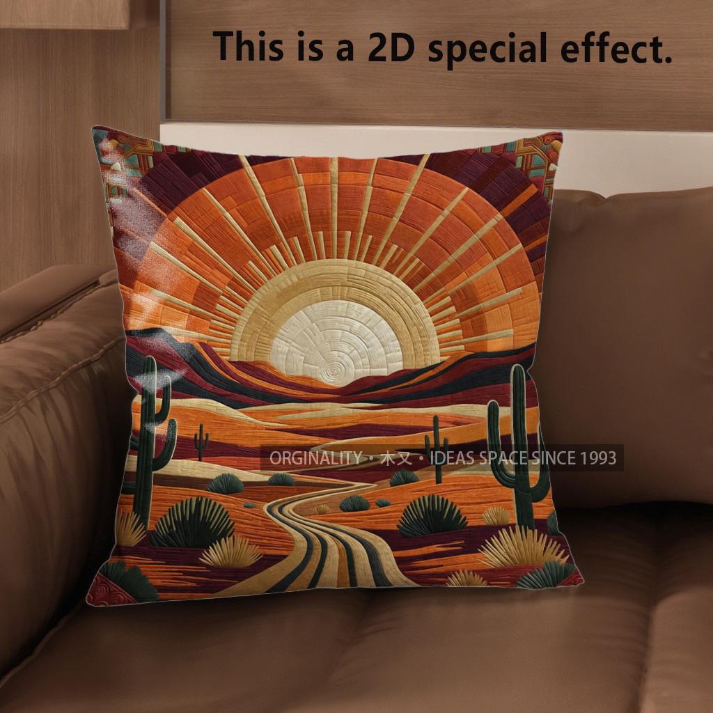 2D Bohemian Desert Sunset Throw Pillow Covers Pattern Cushion Cover Suitable For Sofa Bedroom Car Pillow Cover