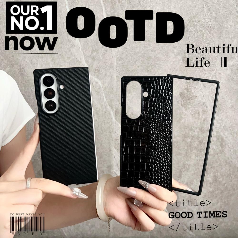 Custodia Business 2-in-1 in Pelle di Coccodrillo con Texture in Fibra di Carbonio per Samsung Galaxy Z Fold 7 6 5 4 3 Copertura Protettiva Anti-Caduta Funda