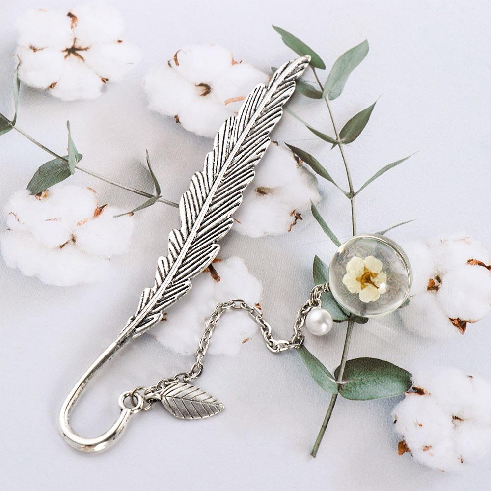 Page Holder Feather Bookmark Crystal Pendant Dried Flower Flower Specimens Metal Book Mark Bookmark