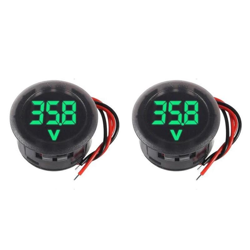 2/4pcs DC 4-100V Car Voltage Gauge LED Digital Display 12V 24V Waterproof Voltmeter Round Voltage Meter Volt Detector Tester