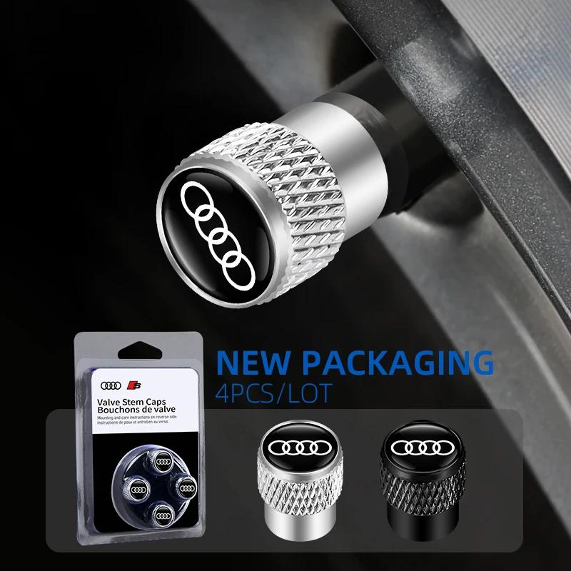 2026 Hot 4Pcs 3D Aluminum Car Wheel Tire Air Valve Dust Caps For 22x Sline A1 A2 A3 A4 A4L A5 A6 A7 A8 A8L TT Q1 Q2 Q3 Q4 Q5 Q6 Q7 Q8 B2 D2