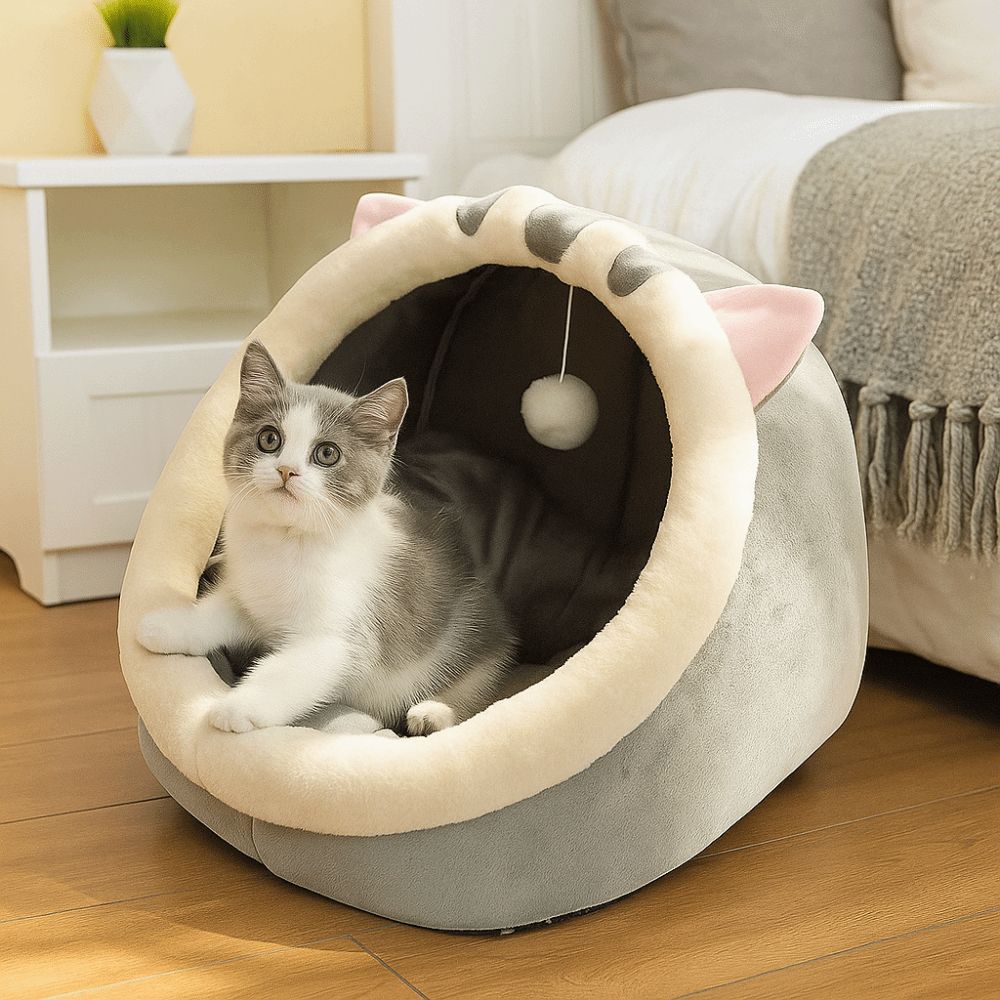 Cartoon Style Pets Sleeping Cave Washable Pet Sleeping Bed Warm Cat Sleep Bed  Kitten