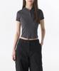 Women'S Ribbed Slim Hooded T-Shirt [Dark Gray]