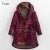 Long Printed Hoodie Warm Women's Coat Fashion Outerwear Retro National Style Slim Temperament Large Size