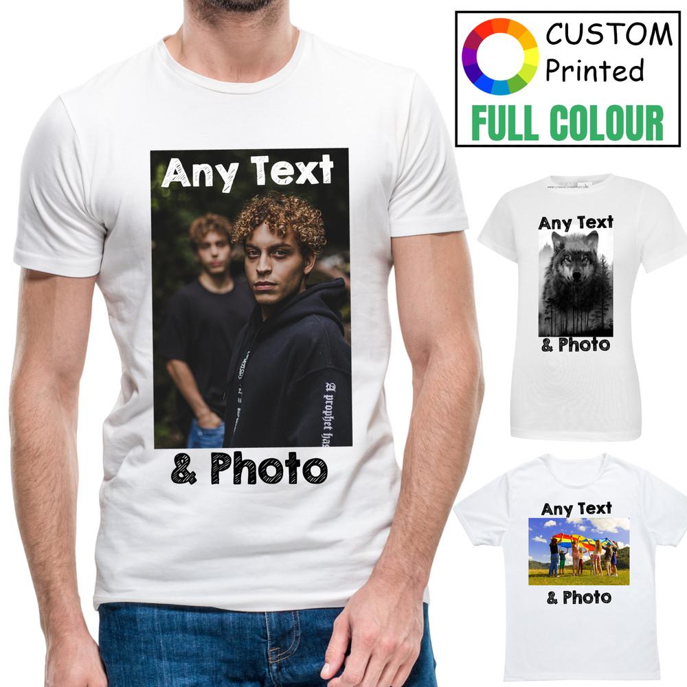 

Personalised Photo T-shirt Image Picture andText Custom Print Birthday Gift Top S