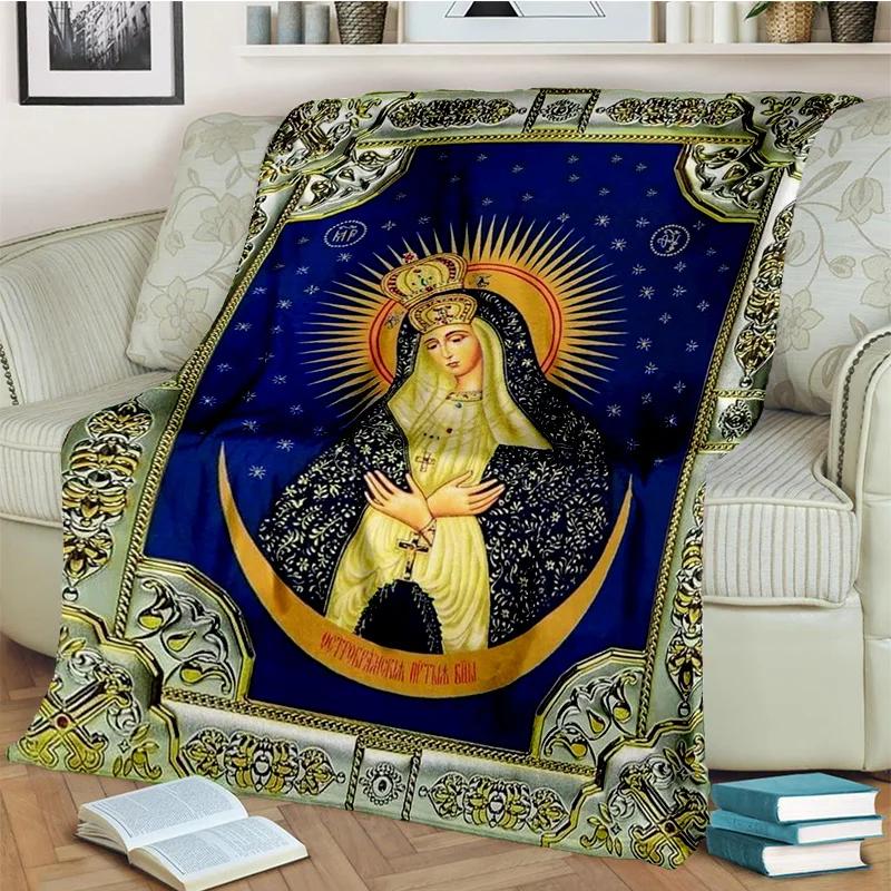 3D Blessed Virgin Mary Jesus HD Blanket,Soft Throw Blanket for Home Bedroom Bed Sofa Picnic Travel Office Rest Cover Blanket Kid