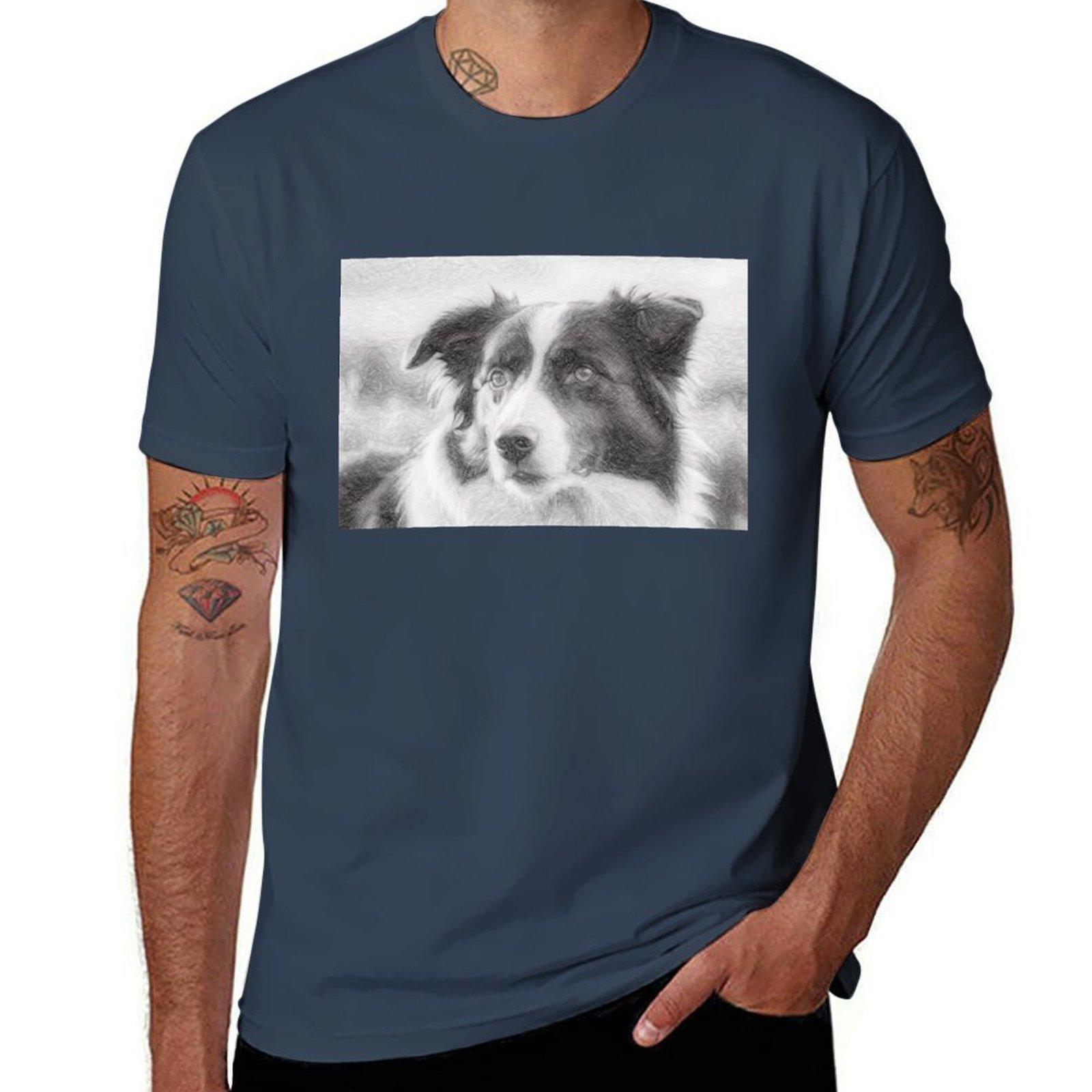 Border Collie Sketch Tshirt Holiday Party Tee Shirt S