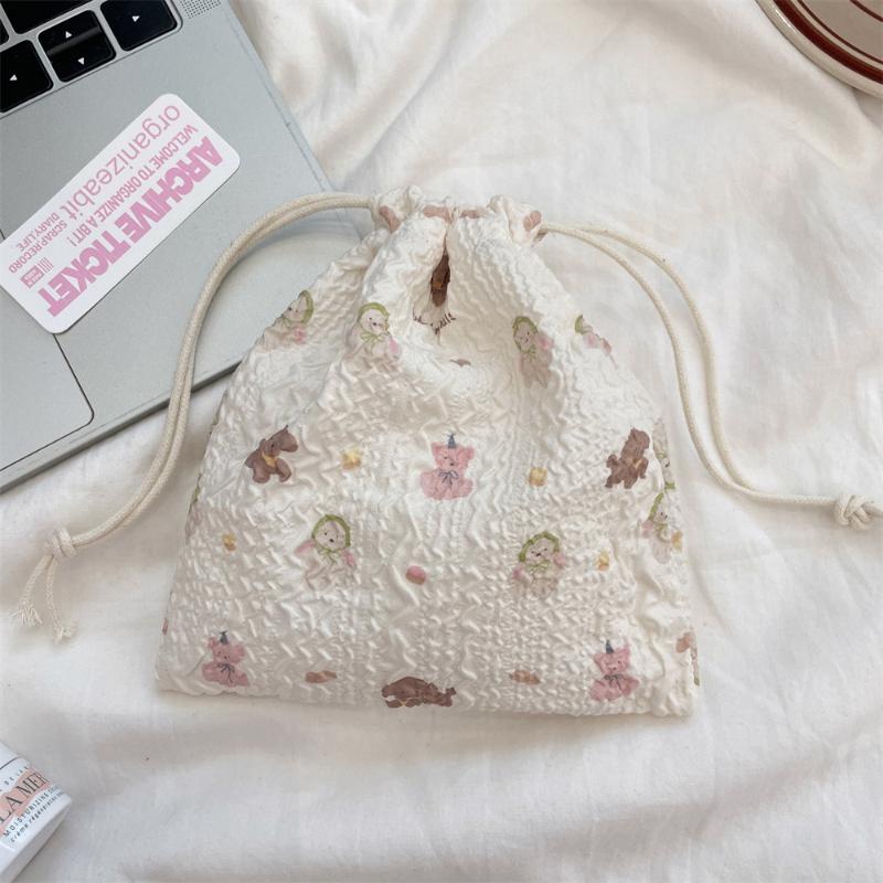 

Cute Bear Mini Drawstring Pockets Kawaii Portable Bahs Sundries Storage Bag Cartoon Makeup Bags for Women Japan Style Wholesales