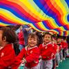Parent Child Game Rainbow Slippery Cloth Outdoor Sports Team Building Equipment Kindergarten Sports Competition Activities Toys