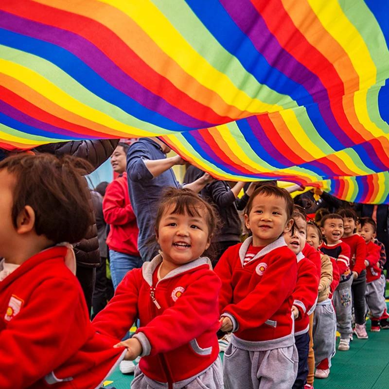 Parent Child Game Rainbow Slippery Cloth Outdoor Sports Team Building Equipment Kindergarten Sports Competition Activities Toys