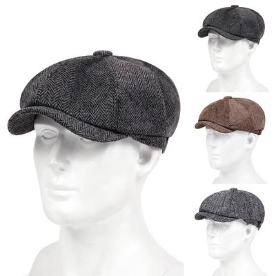 Fashion Newsboy Caps Men Herringbone Flat Cap Women Coffee British Gatsby Hat Autumn Winter Woolen Beret Hats