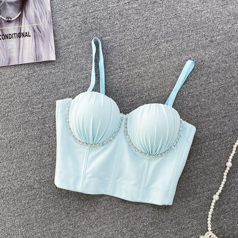 Sexy Ruched Diamond Shell Fishbone Silm Tube Top