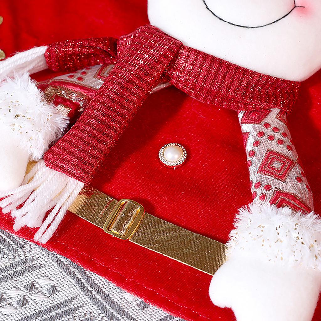 Snowman Xmas Chair Cover Holiday Festive Decor Removable Red Xmas Dinner Chair Seat Cover