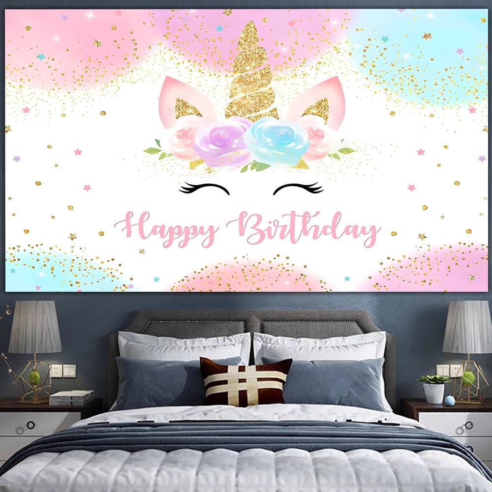 Ewprint Unicorn Birthday Background Photography Party Bedroom Living Room Decoration Shooting Background Cloth
