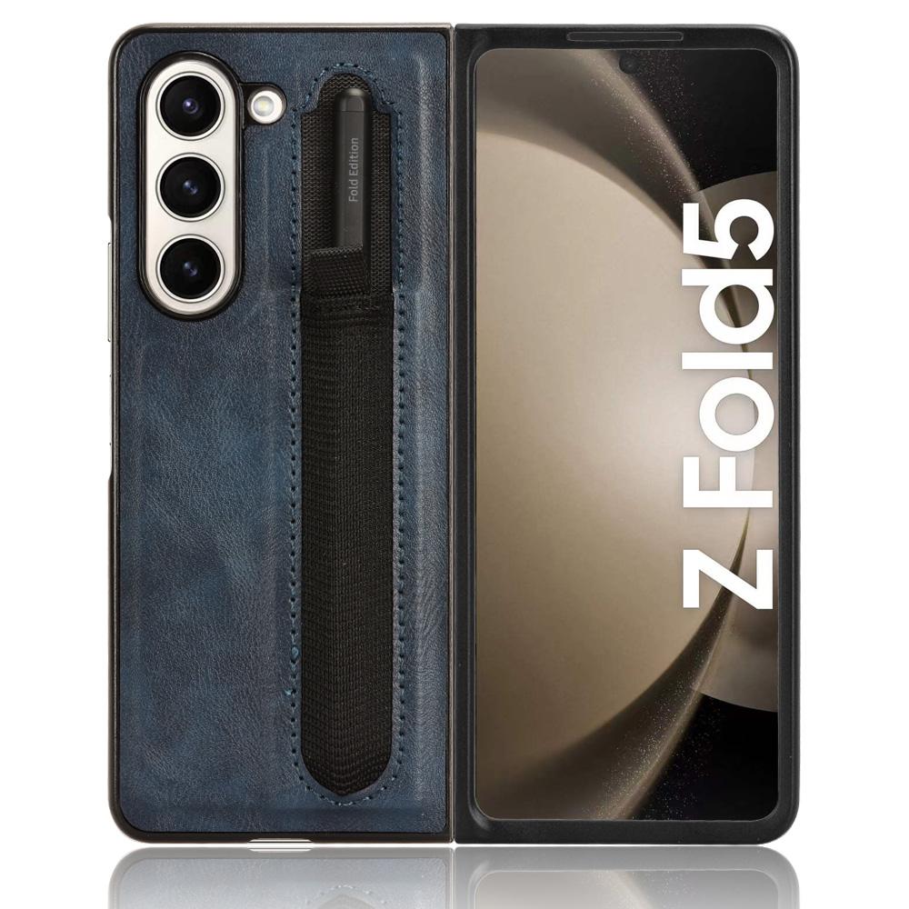 For Samsung Galaxy Z Fold5 5G Retro Texture Phone Cover PU Leather+PC Phone Case with Pen Slot