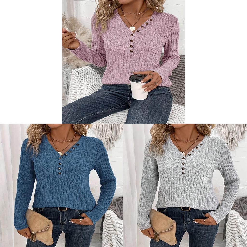 Elegant Long Sleeve Knitted T Shirt For Women With Splicing Details For Winter Casual Wear